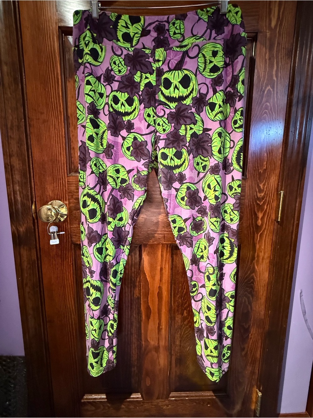 LuLaRoe Green & Purple Halloween Pumpkin Leggings